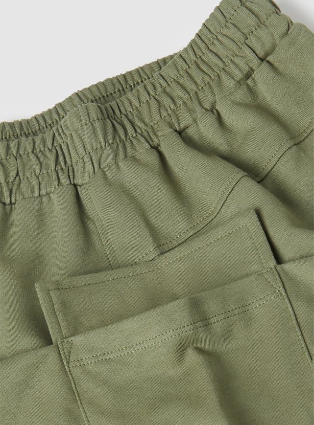Girls Solid Cargo Shorts