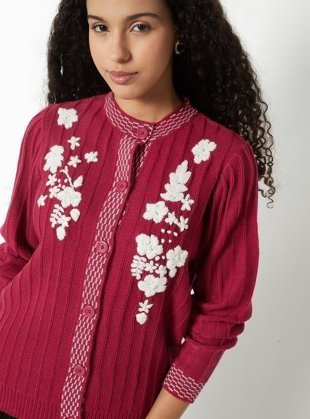 Women Floral Embroidered Cardigan