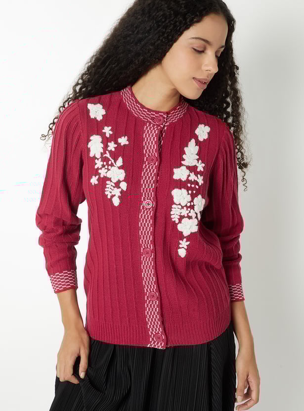Women Floral Embroidered Cardigan