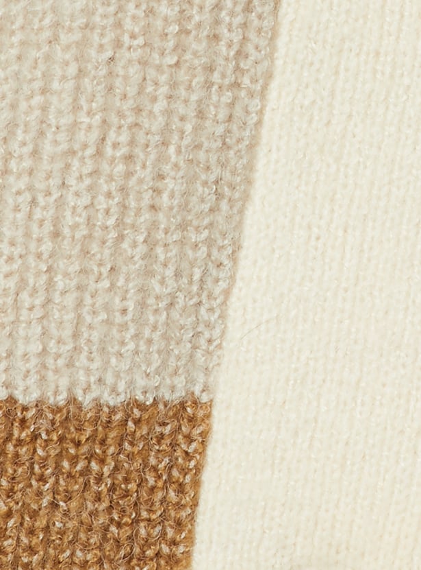 Women Knit Colourblock Cardigan