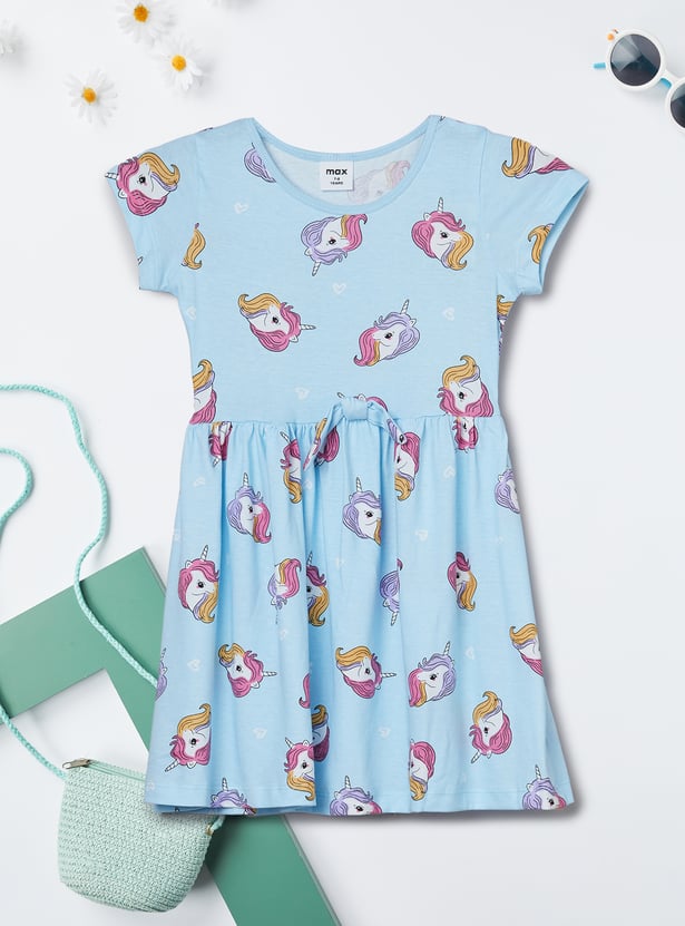 Girls Unicorn Print Dress