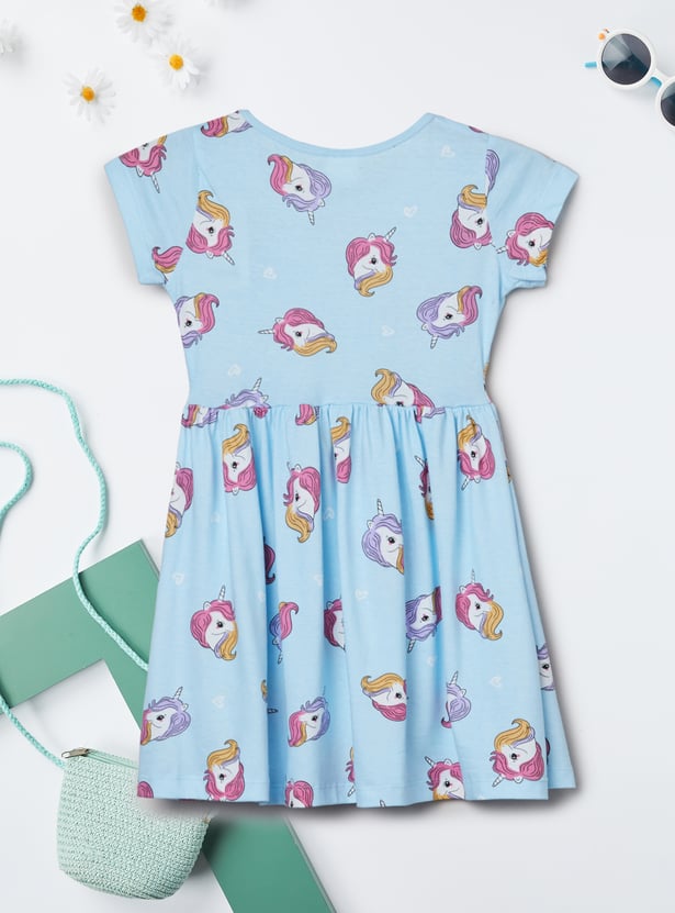 Girls Unicorn Print Dress