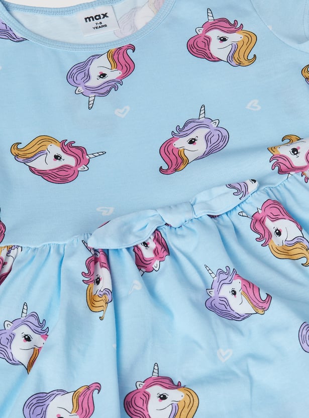 Girls Unicorn Print Dress