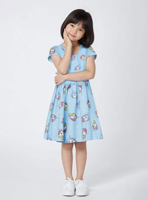 Girls Unicorn Print Dress