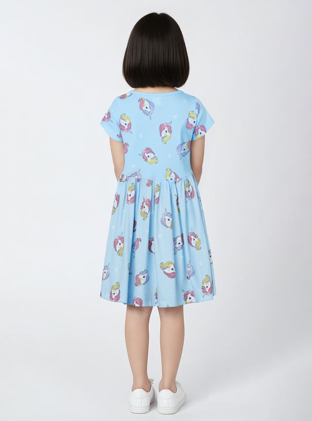 Girls Unicorn Print Dress