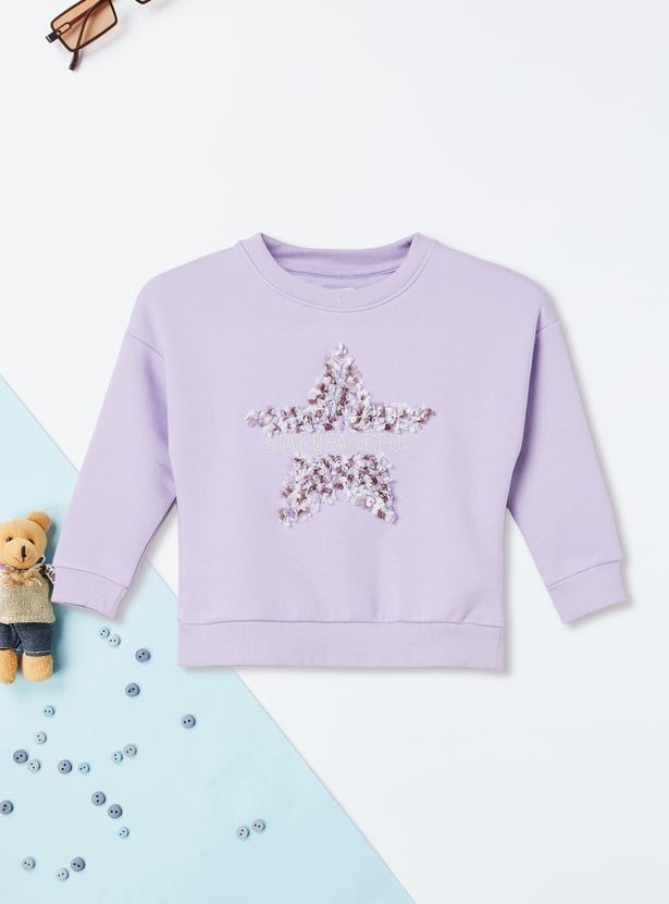 Girls Floral Applique Sweatshirt