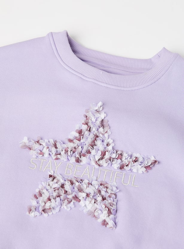 Girls Floral Applique Sweatshirt