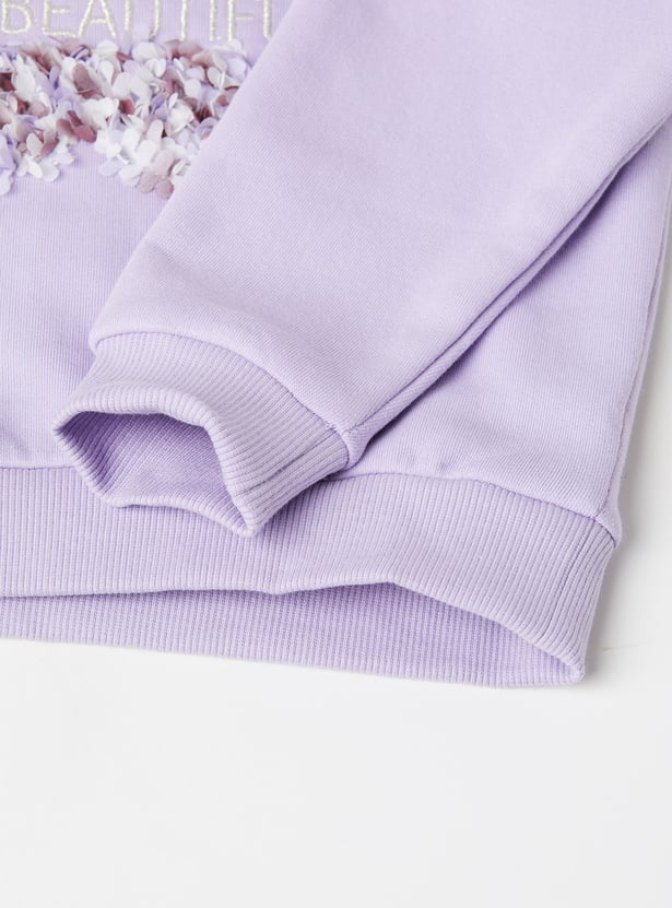 Girls Floral Applique Sweatshirt