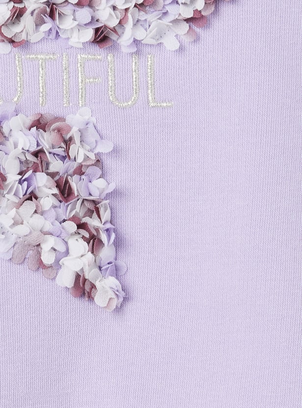 Girls Floral Applique Sweatshirt