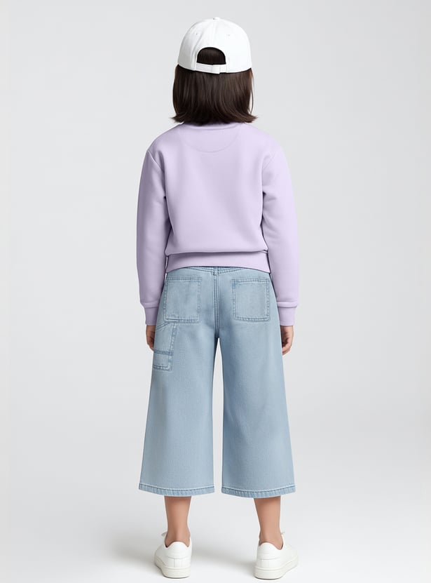 Girls Floral Applique Sweatshirt