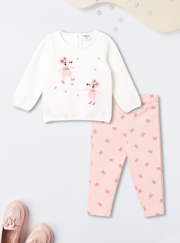 Girls Applique T-shirt with Leggings