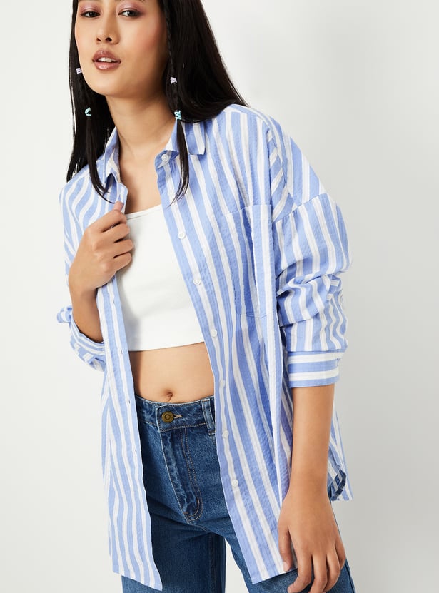 Women Striped Oversized Shirt