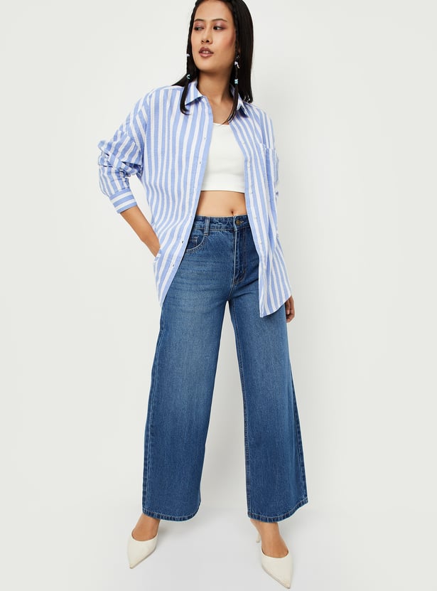 Women Striped Oversized Shirt