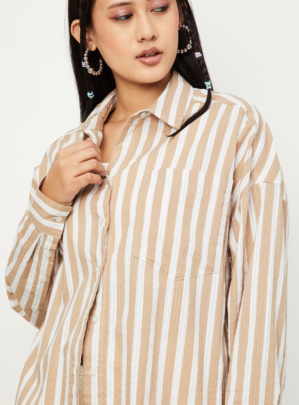 Women Striped Oversized Shirt