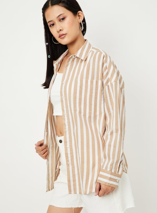 Women Striped Oversized Shirt