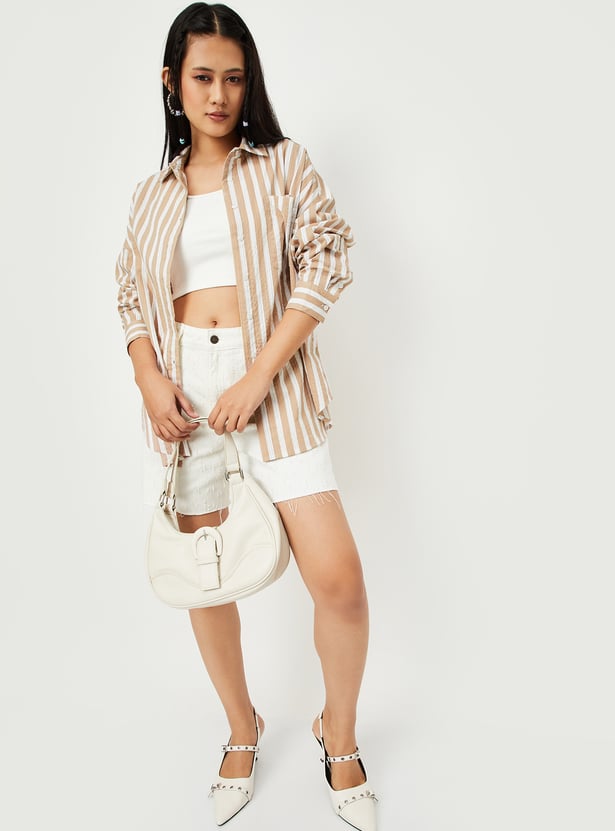 Women Striped Oversized Shirt