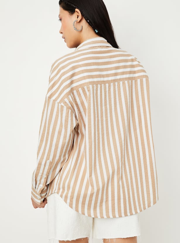 Women Striped Oversized Shirt