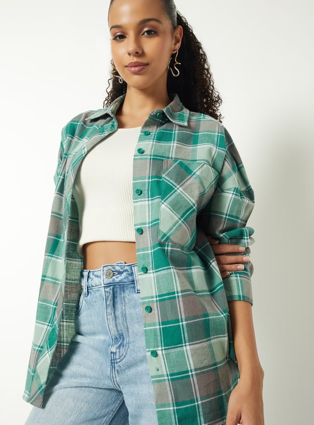 Women Checked Oversized Shirt