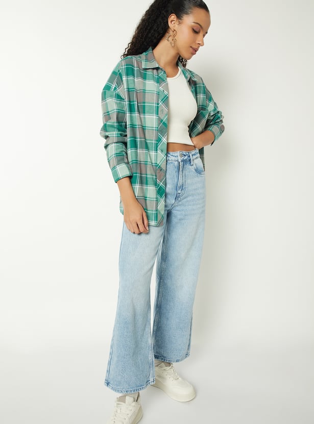 Women Checked Oversized Shirt