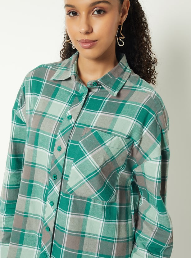Women Checked Oversized Shirt