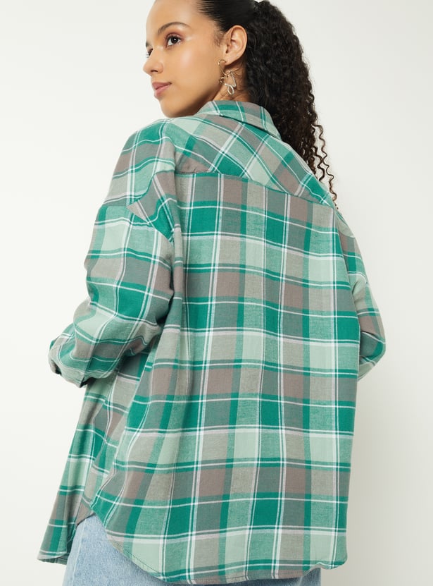 Women Checked Oversized Shirt
