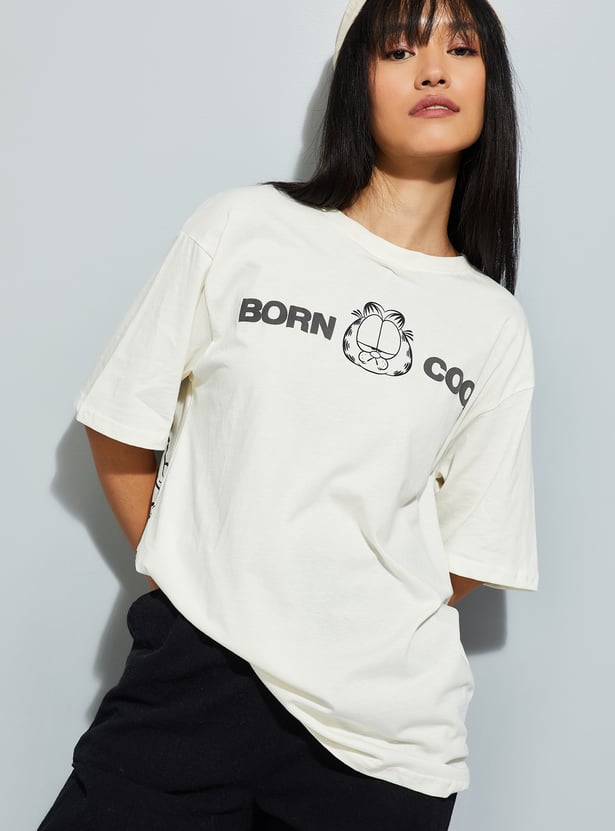 URB_N Women Garfield Print Oversized T-shirt