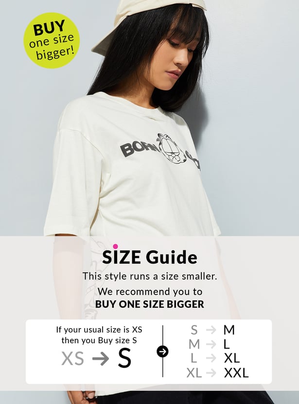 URB_N Women Garfield Print Oversized T-shirt