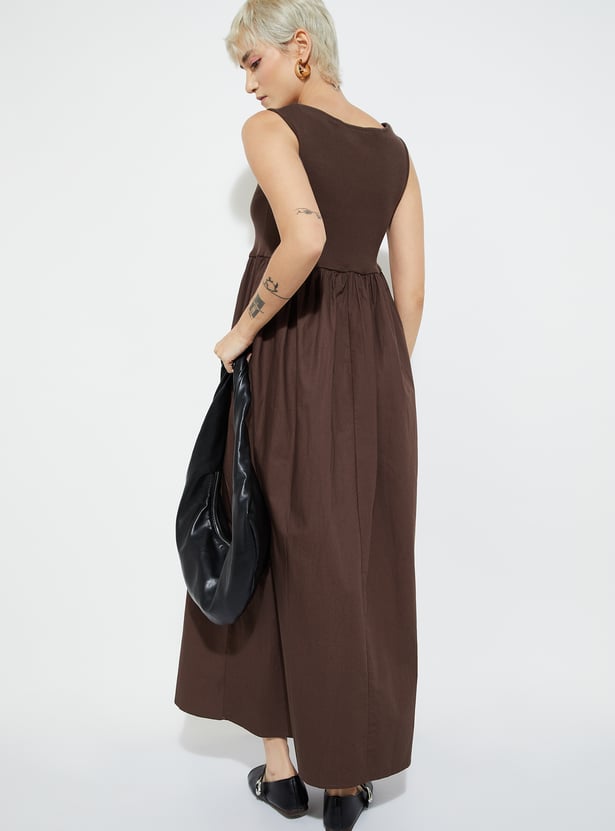 ALAYA F x URB_N Women Ribbed Maxi A-line Dress