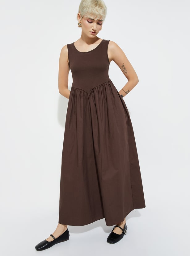 ALAYA F x URB_N Women Ribbed Maxi A-line Dress