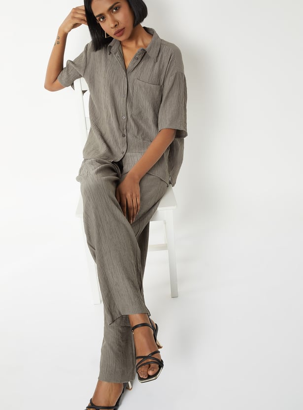 Women Crinkle Textured Shirt