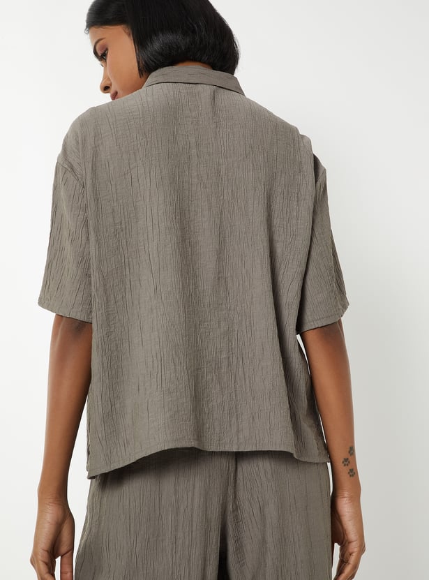 Women Crinkle Textured Shirt