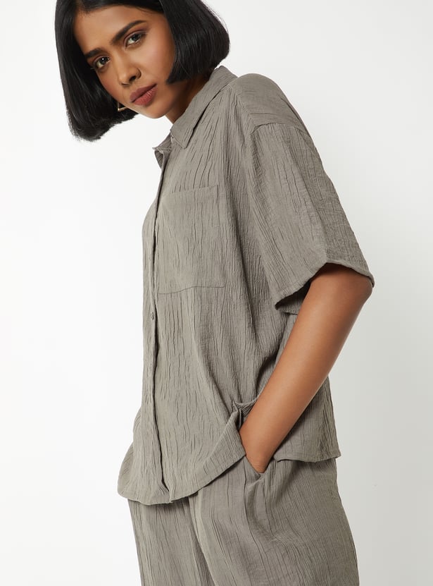 Women Crinkle Textured Shirt