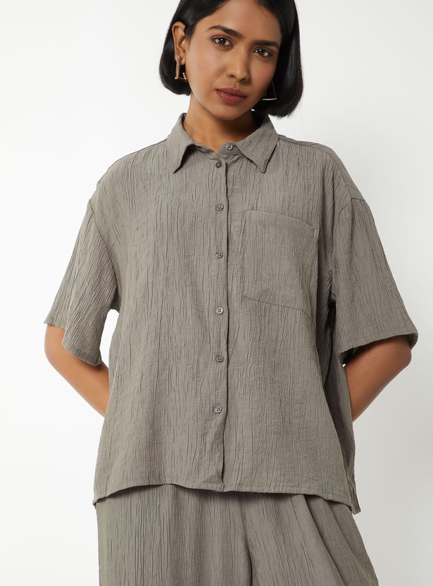Women Crinkle Textured Shirt