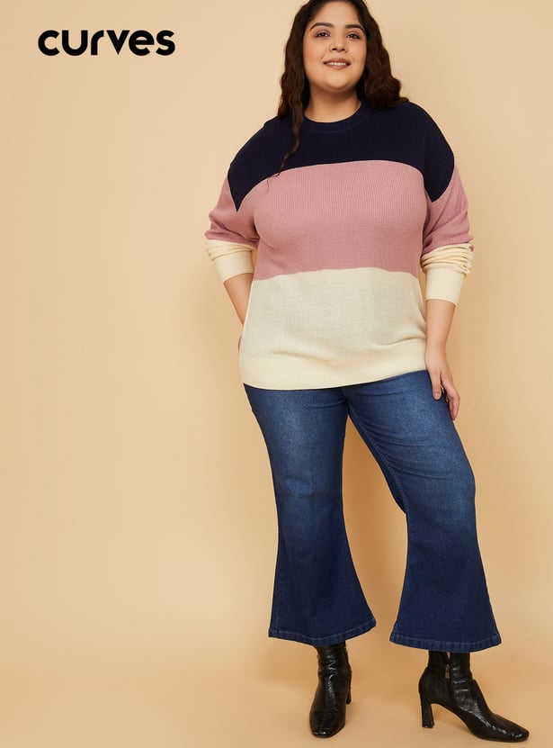 Women Knit Colourblock Sweater