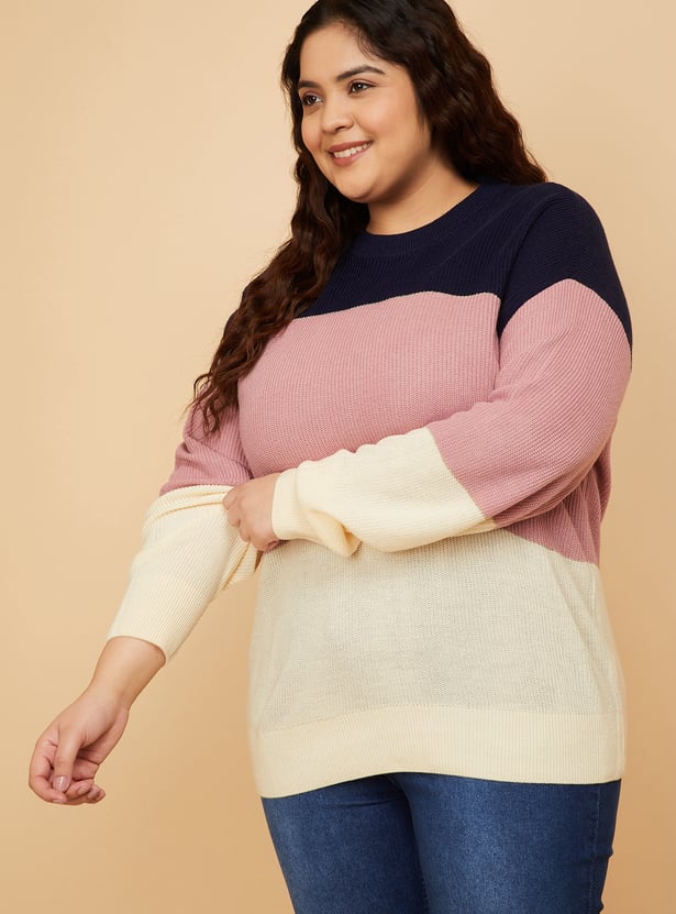 Women Knit Colourblock Sweater
