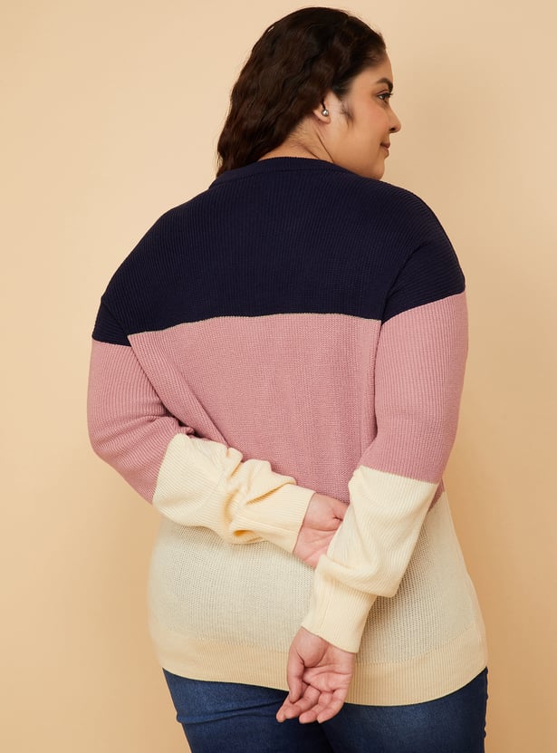 Women Knit Colourblock Sweater