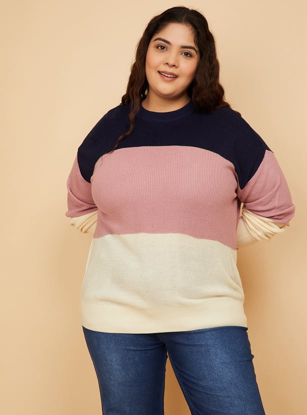 Women Knit Colourblock Sweater