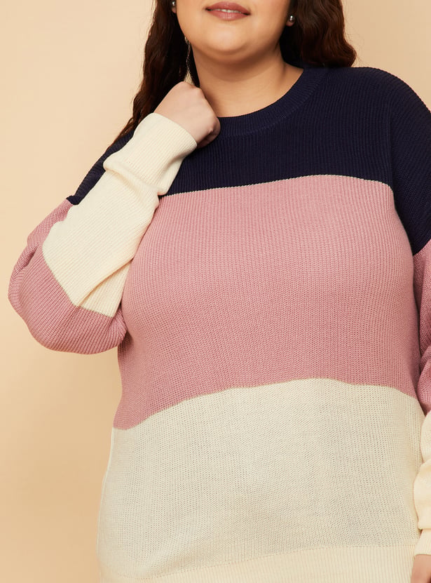 Women Knit Colourblock Sweater