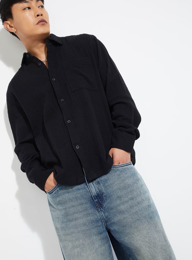 Buy URB_N Men Textured Regular Shirt Online at just Rs. 999.0