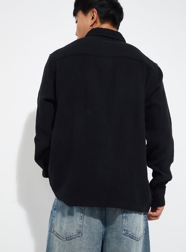 Buy URB_N Men Textured Regular Shirt Online at just Rs. 999.0