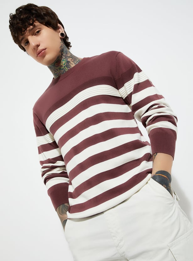 URB_N Men Knit Striped Sweater
