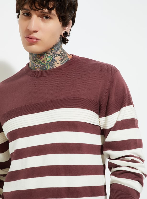 URB_N Men Knit Striped Sweater