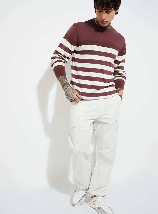 URB_N Men Knit Striped Sweater
