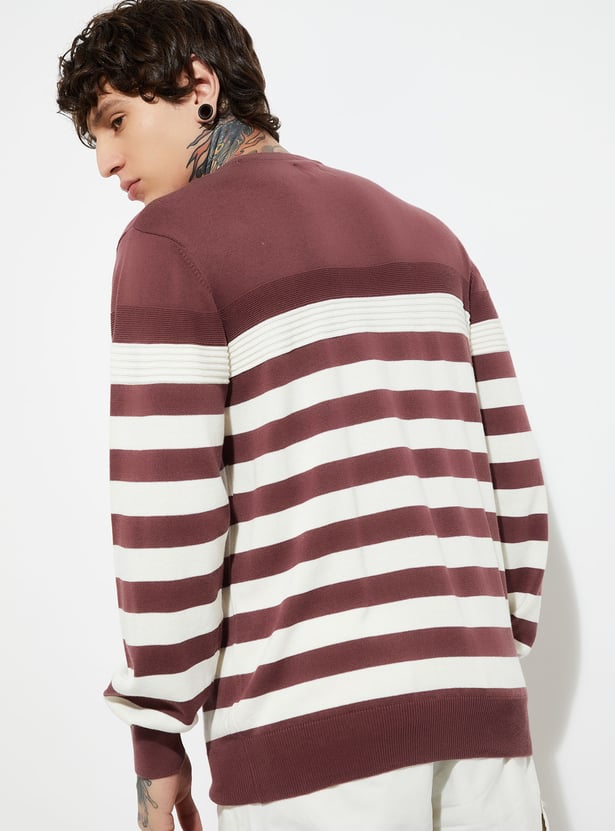 URB_N Men Knit Striped Sweater