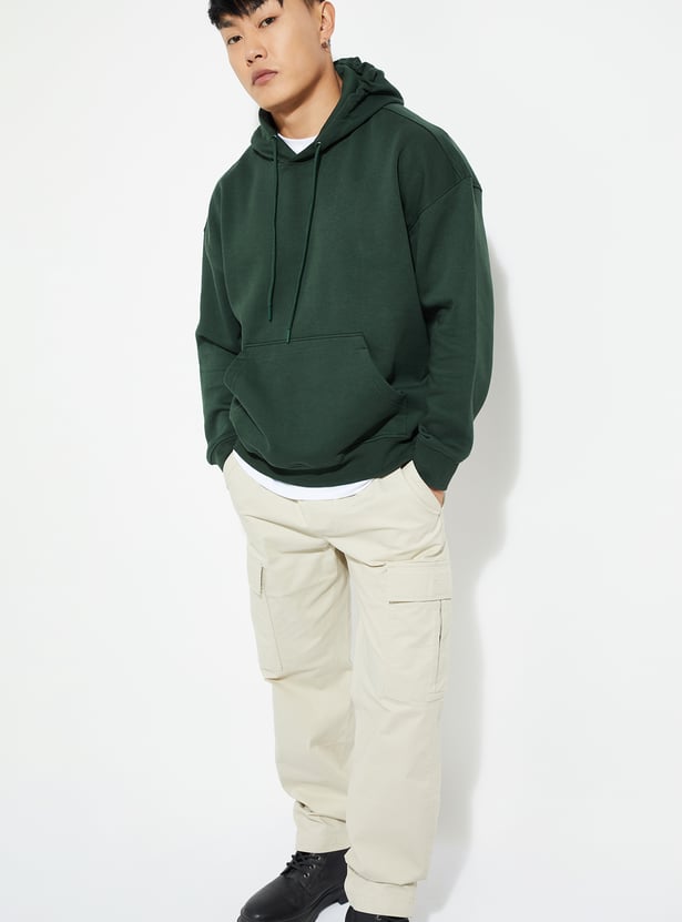 URB_N Men Solid Oversized Hooded Sweatshirt