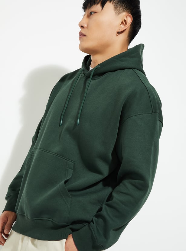 URB_N Men Solid Oversized Hooded Sweatshirt