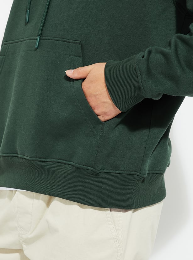 URB_N Men Solid Oversized Hooded Sweatshirt