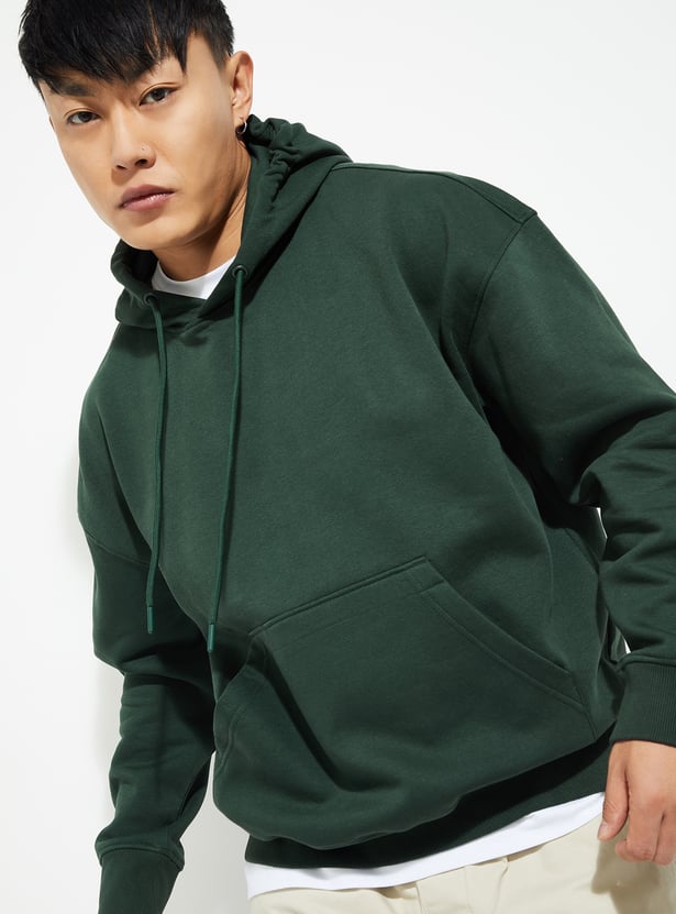 URB_N Men Solid Oversized Hooded Sweatshirt
