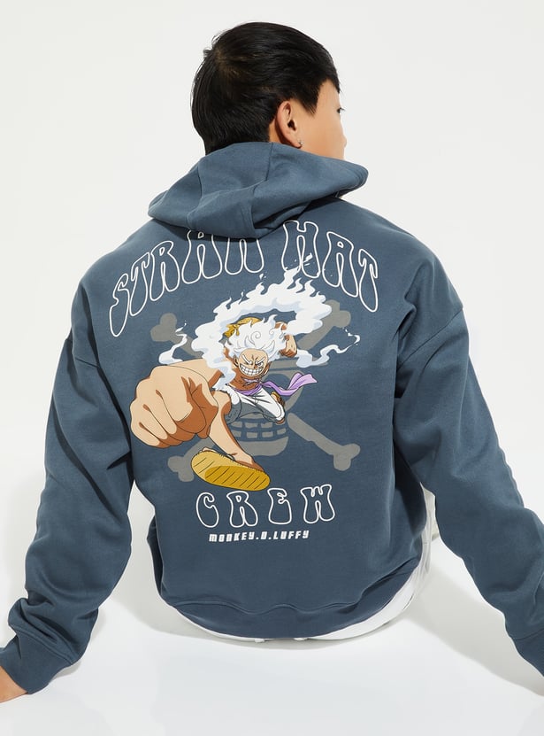 URB_N Men One Piece Printed Hooded Oversized Sweatshirt