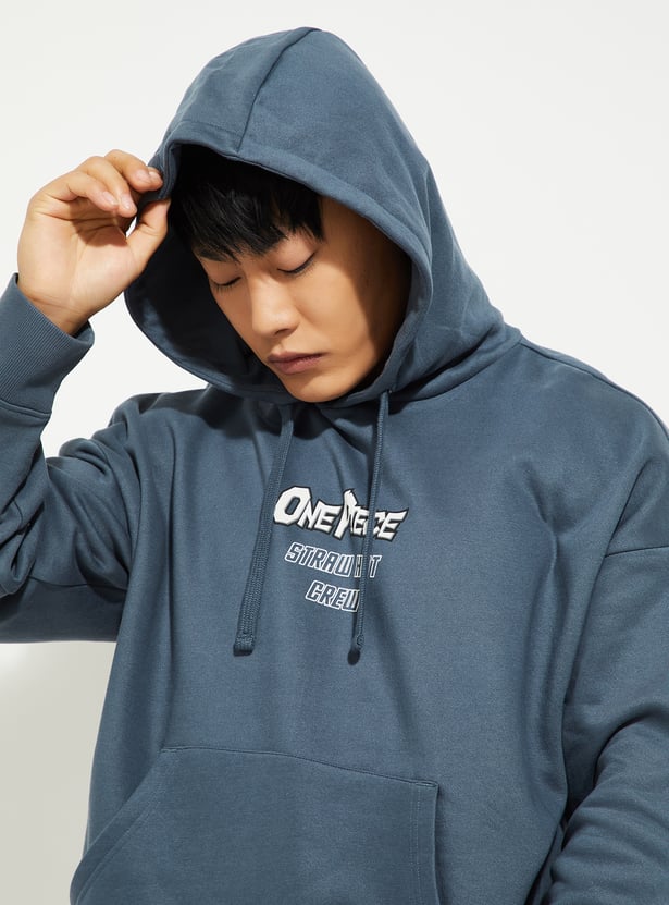 URB_N Men One Piece Printed Hooded Oversized Sweatshirt